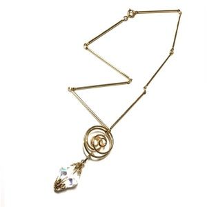 Very Rare 1930’s Modernist AB Crystal Gold Plated Choker Style